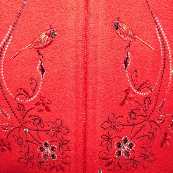 Northern Reflections Womens L Red Full Zip Fleece Jacket Cardinals Crystals - Picture 5 of 11